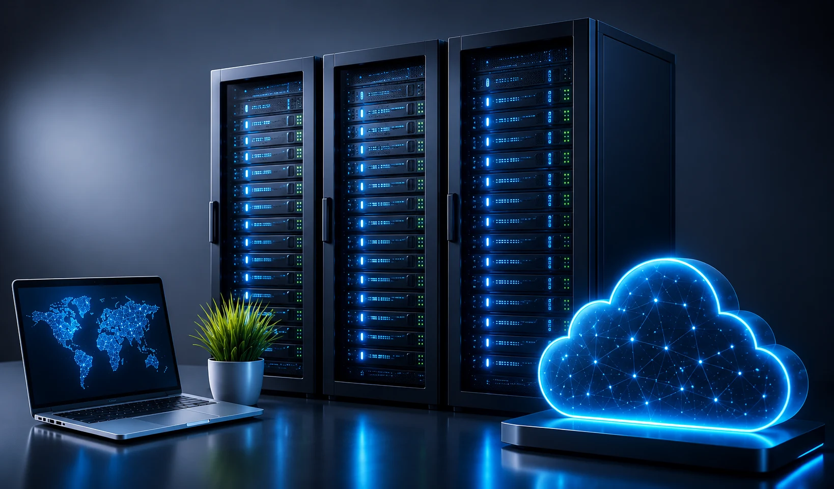High-performance web hosting servers and cloud infrastructure.